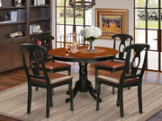 5-Piece Round Dining Table Set with Pedestal Base and Upholstered Chairs