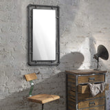 29" Rectangle Industrial Black Metal Pipe Wall Mirror