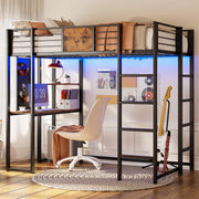 Loft Bed Twin Size with Desk and Shelves for Teens Adult