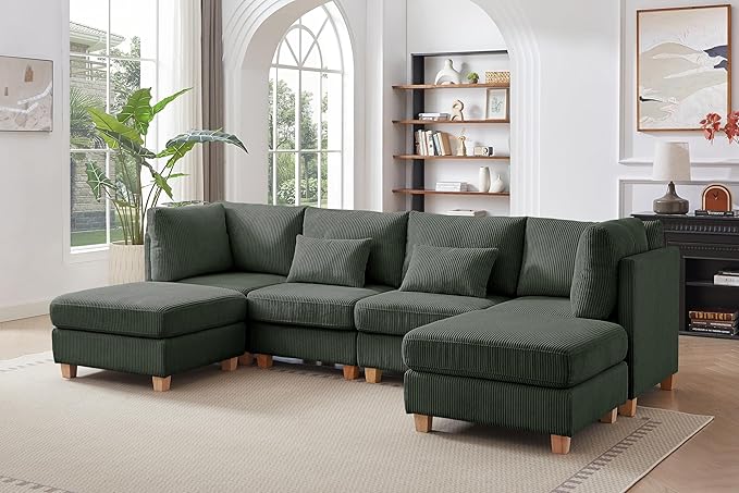 Free Combination Reversible Modular Sectional Couch with Movable Ottoman Sets