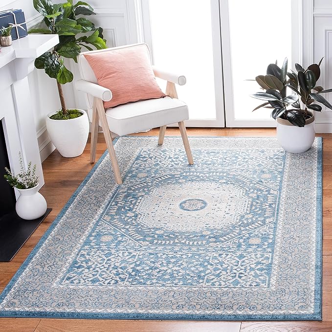 Sofia Collection 6'7" Square Light Grey/Blue SOF365A Vintage Oriental Distressed