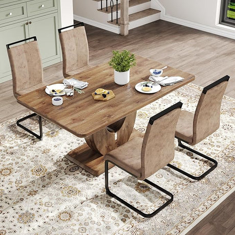 Modern Dining Table Set for 6,Wood Dining Table Set for 6,63 in Kitchen