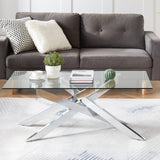 Table, Tempered Glass Top and Metal Tubular Leg, 47.3”Lx23.6”Wx18.1”H,