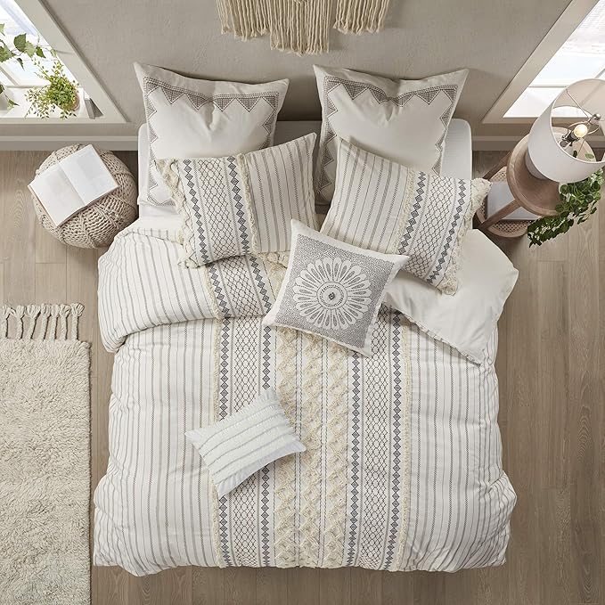 Comforter for King Size Bed, Chenille Tufted, Breathable Cotton Comforter Set King, All