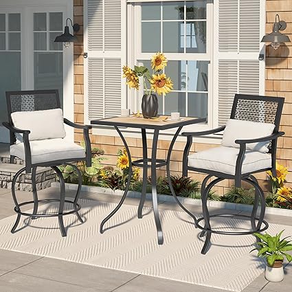 3 Piece Outdoor Swivel Bar Set