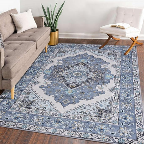 Area Rug 6x9 - Rug for Living Room Bedroom Non-Slip Machine Washable Rug, Vintage