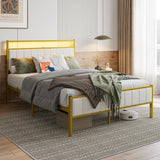 Full Size Bed Frame with Headboard & LED Lights,Upholstered Platform Bed Frame Full Size with Charging Station