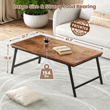 Folding Coffee Table, Leg Latches Portable Sturdy Floor Table Desk