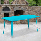 Commercial Grade 31.5" x 63" Rectangular Black Metal Indoor-Outdoor Table