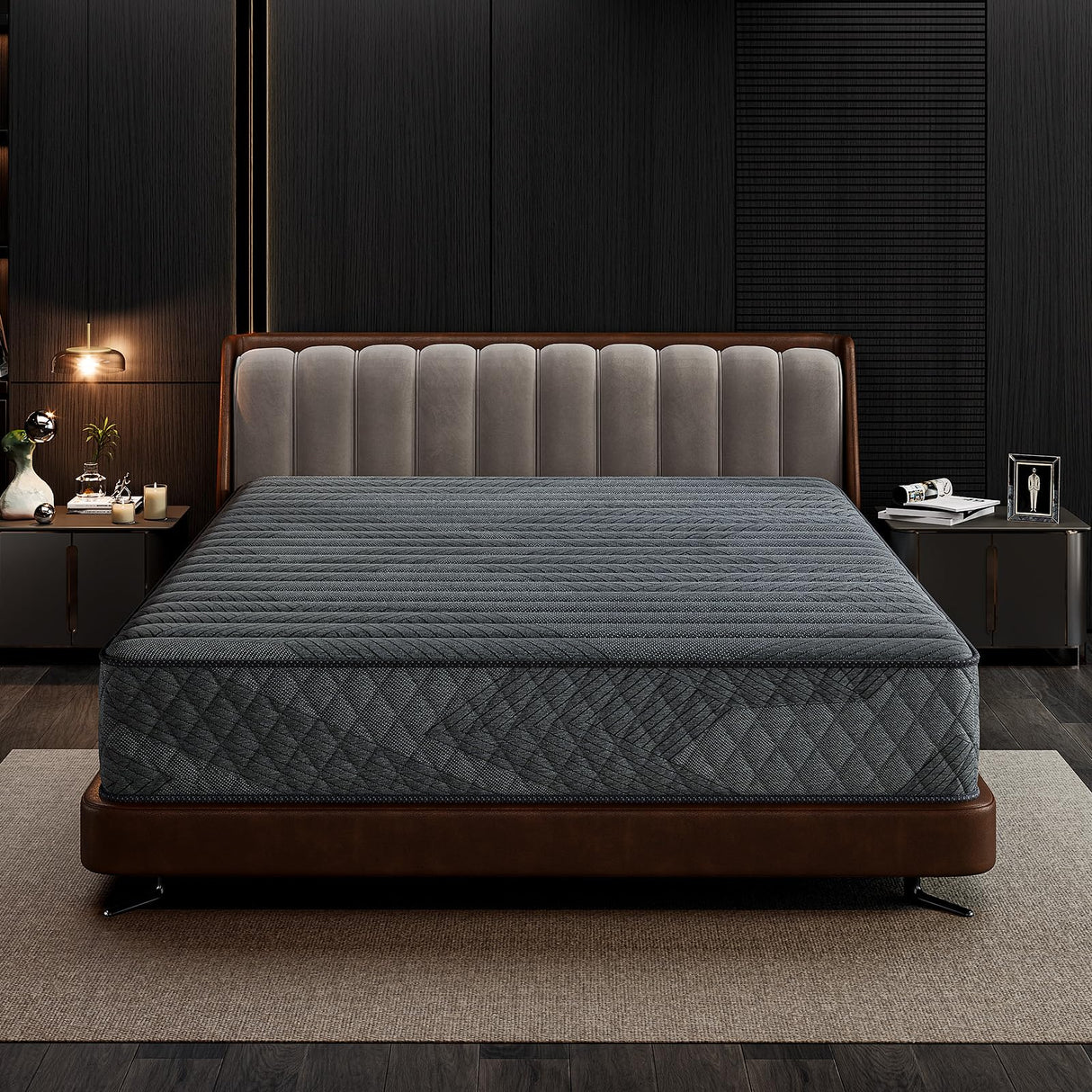 Twin Mattress, 8 Inch Medium Firm Hybrid Mattress with Pocketed Springs and Breathable Convoluted Foam