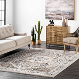 nuLOOM Oliveira Floral Medallion Fringe Area Rug, 8x10, Beige