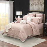 Blush Paisley Comforter Set King Size, 14 Piece, Jacquard Bedding Sets & Collections,1 Flat Sheet