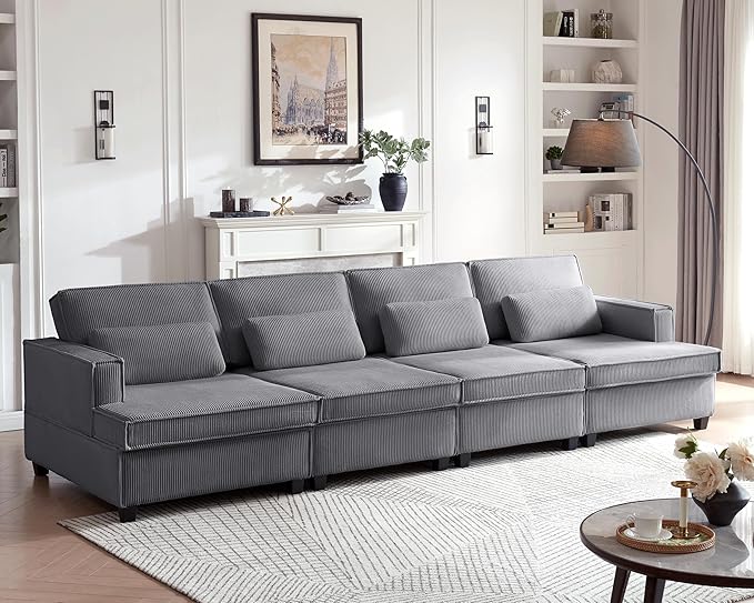 75" Oversized Loveseat Sofa, 2 Seat Comfy Corduroy Couch with Adjustable Seat Depth