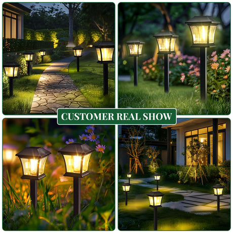 Solar Lights Outdoor Pathway 8 Pack, Yard Lights Outdoor Solar Powered Solar Landscape