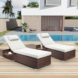Chaise Lounge Outdoor Wicker Lounge Chairs for Outside PE Rattan Patio Chairs Pool