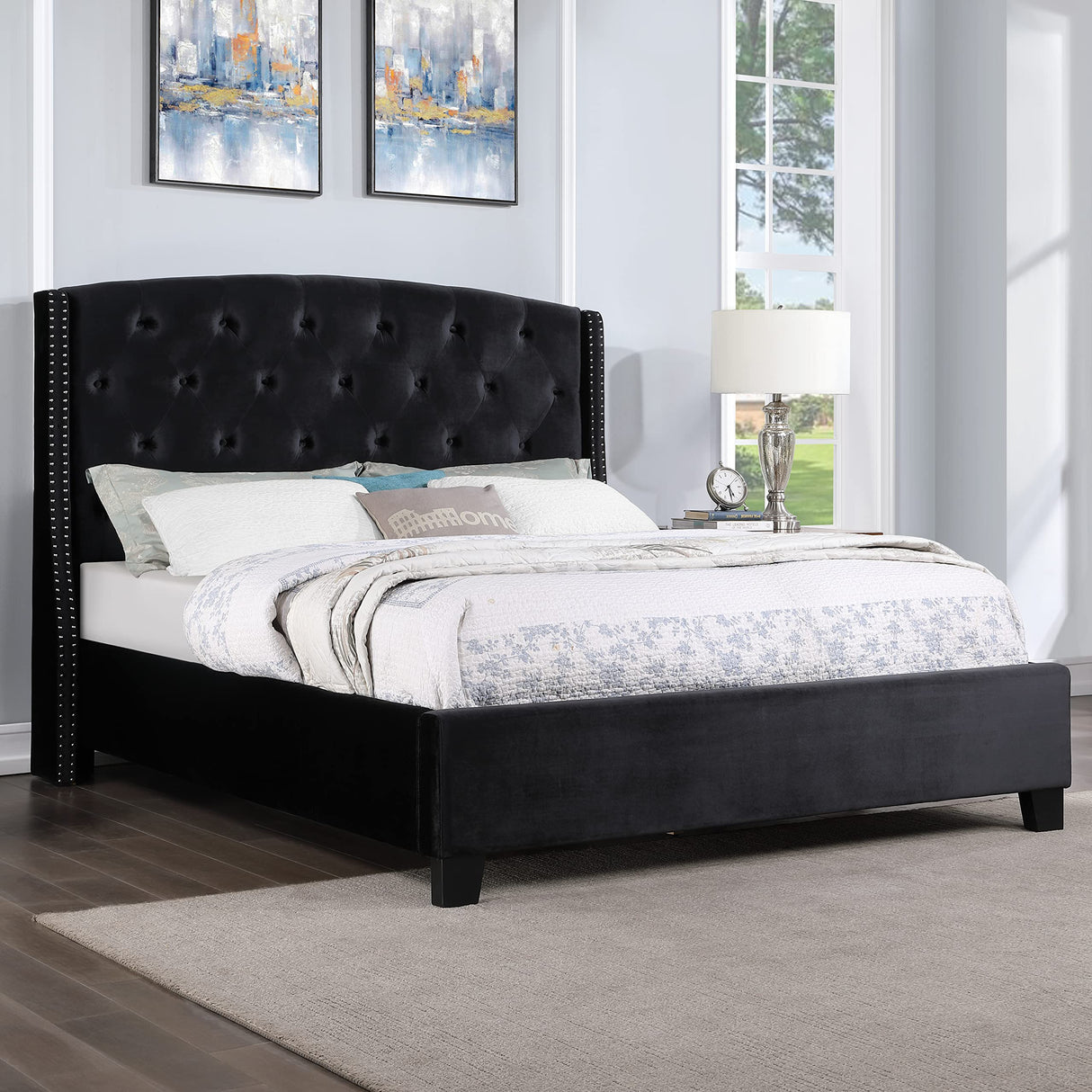 Summit Wingback Tufted Upholstered Bed