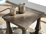 Modern Country Rectangular End Table, Weathered Brown