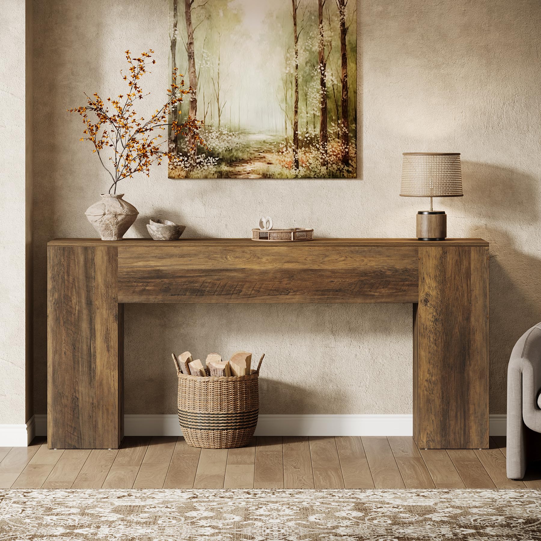 71-Inch Long Console Table for Entryway - Farmhouse Sofa Table