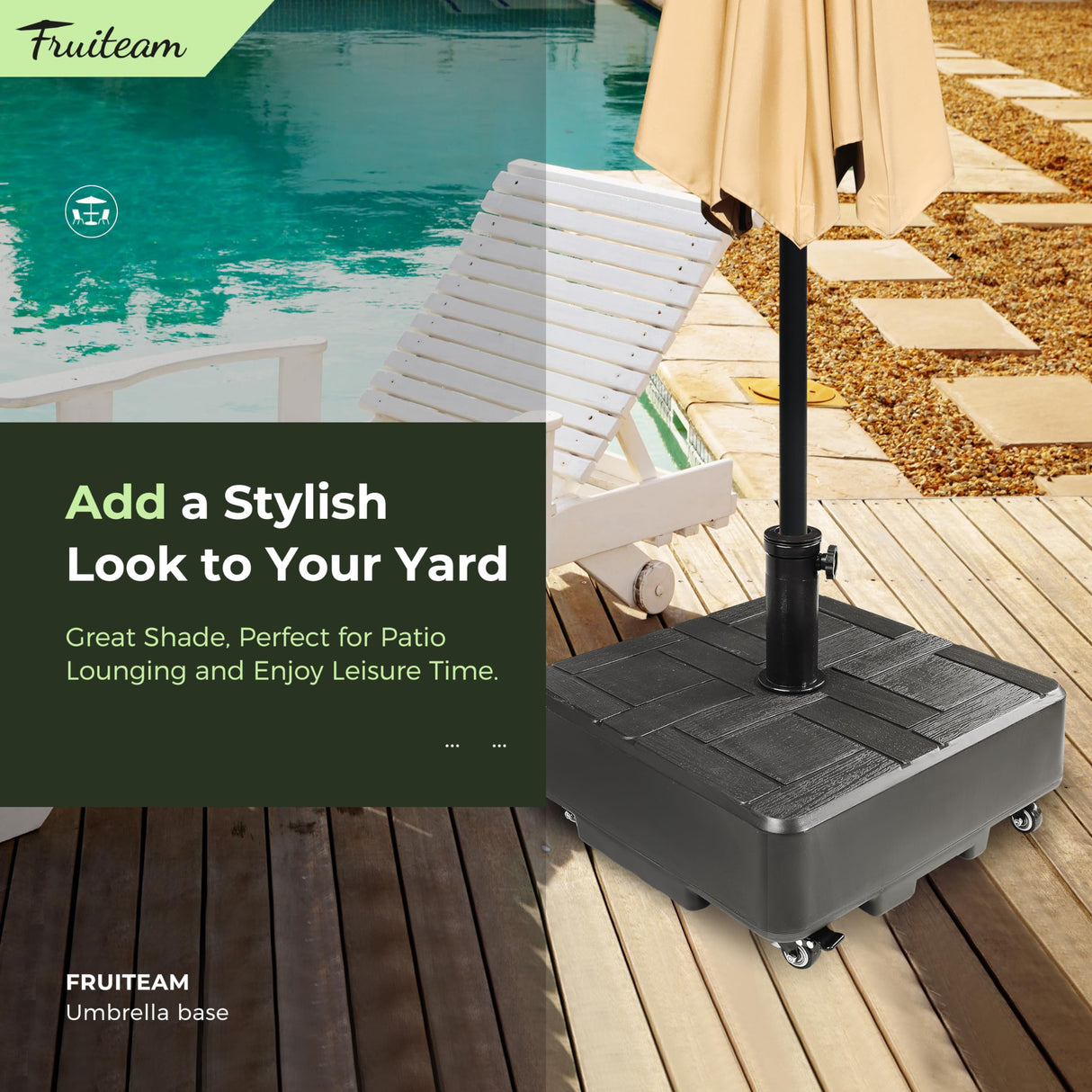 Fillable Mobile Umbrella Base, 98 LBS Patio Umbrella Weight Base Heavy-Duty