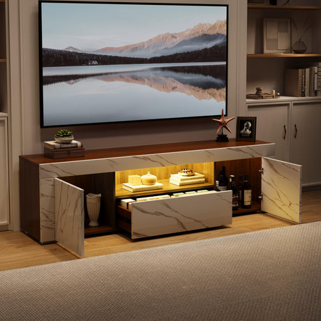 65 Inch Tv Stand, Modern High Glossy Entertainment Center with Storage and Drawers,