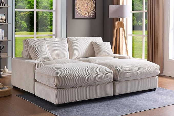 U-Shaped Oversized Corduroy Modular Sectional Sofa Couch