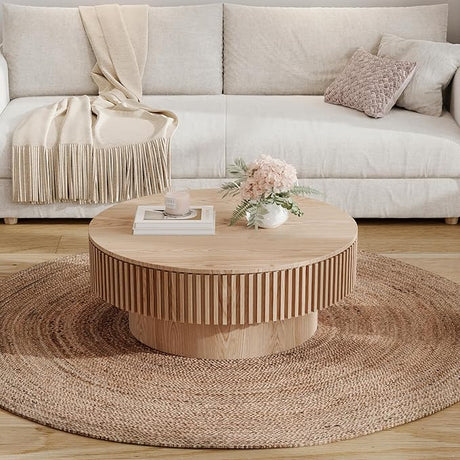 Black Round Drum Coffee Tables for Living Room Contemporary Circle Coffee Table