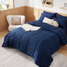 Navy Bedding Set Queen - 7 Pieces Reversible Bed Sets in a Bag