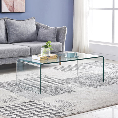 Glass Coffee Table, Modern Tempered Clear Coffee Tables Decor for Living Room,