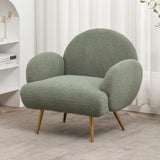 AISALL Accent Chair Green with Golden Metal Legs,Reading Chair for Bedroom Comfy, Boucle Sherpa Chair for Living Room, Bedroom, Side Chair