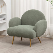 Accent Chair Green with Golden Metal Legs,Reading Chair for Bedroom Comfy