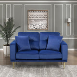 Velvet Sofa Love Seat, Modern Couches, Metal Seat Base Metal Legs with Gold-Tone Finish