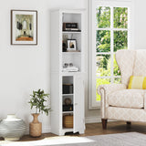 64" Freestanding Storage Cabinet, Bathroom Tall Silm Cabinet with Doors and Adjustable Shelves,