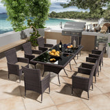 Dining Sets for 8 with Rattan Dining Set Chairs x8 and Square Table Glass