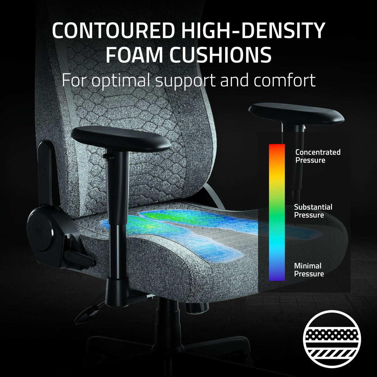 Ergonomic Gaming Chair with Built-in Lumbar Support - Light Gray