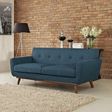 Engage Mid-Century Modern Upholstered Fabric Loveseat in Azure