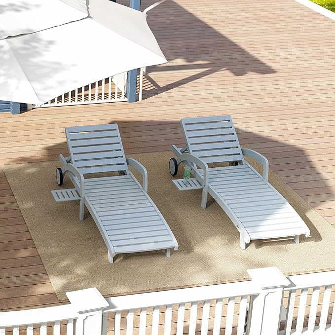 Patio Chaise Lounge Chairs Set of 2, 5-Position Adjustable Outdoor Lounge Chair