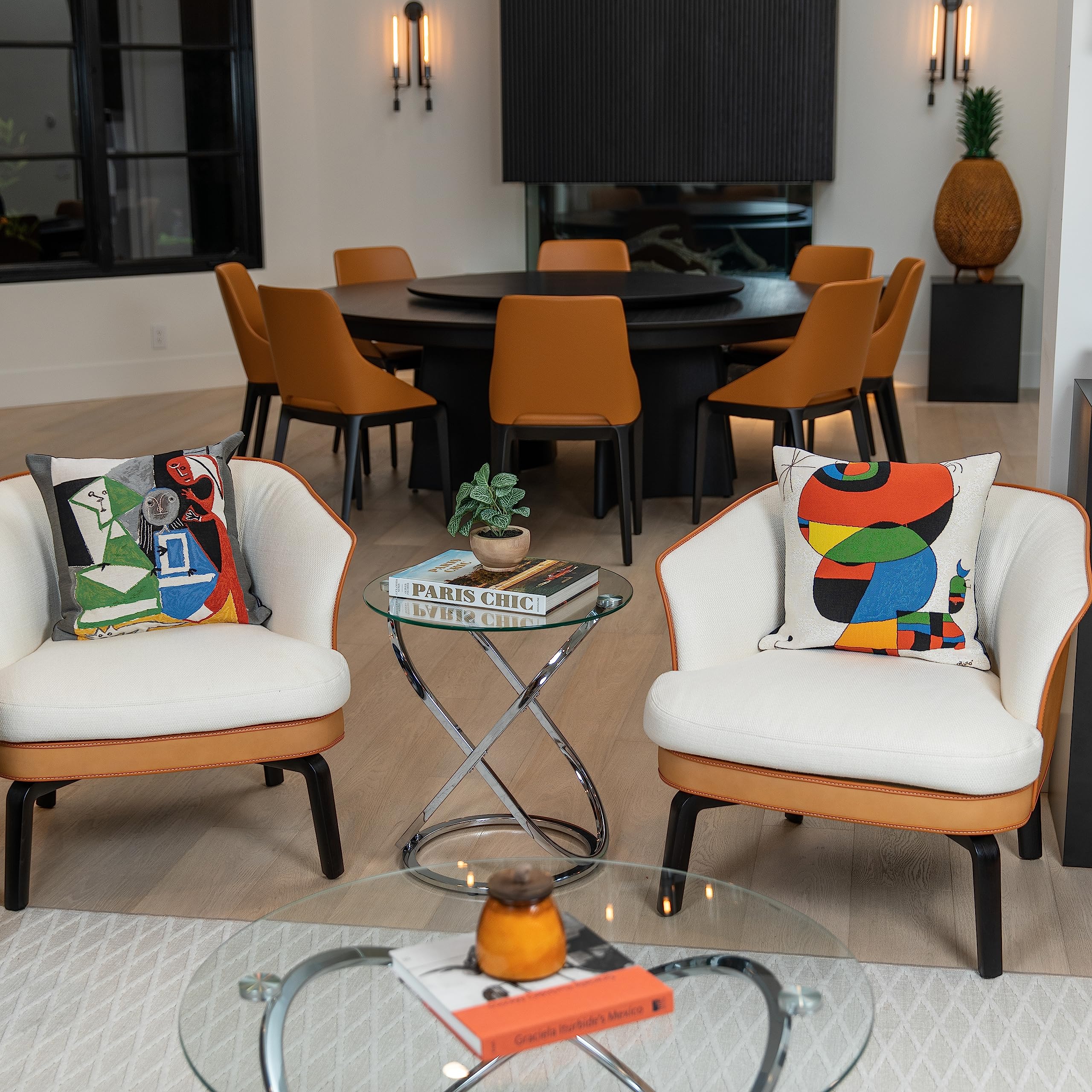 galaxy Tempered Glass Round End Table - Chrome or Black Finish (Chrome)