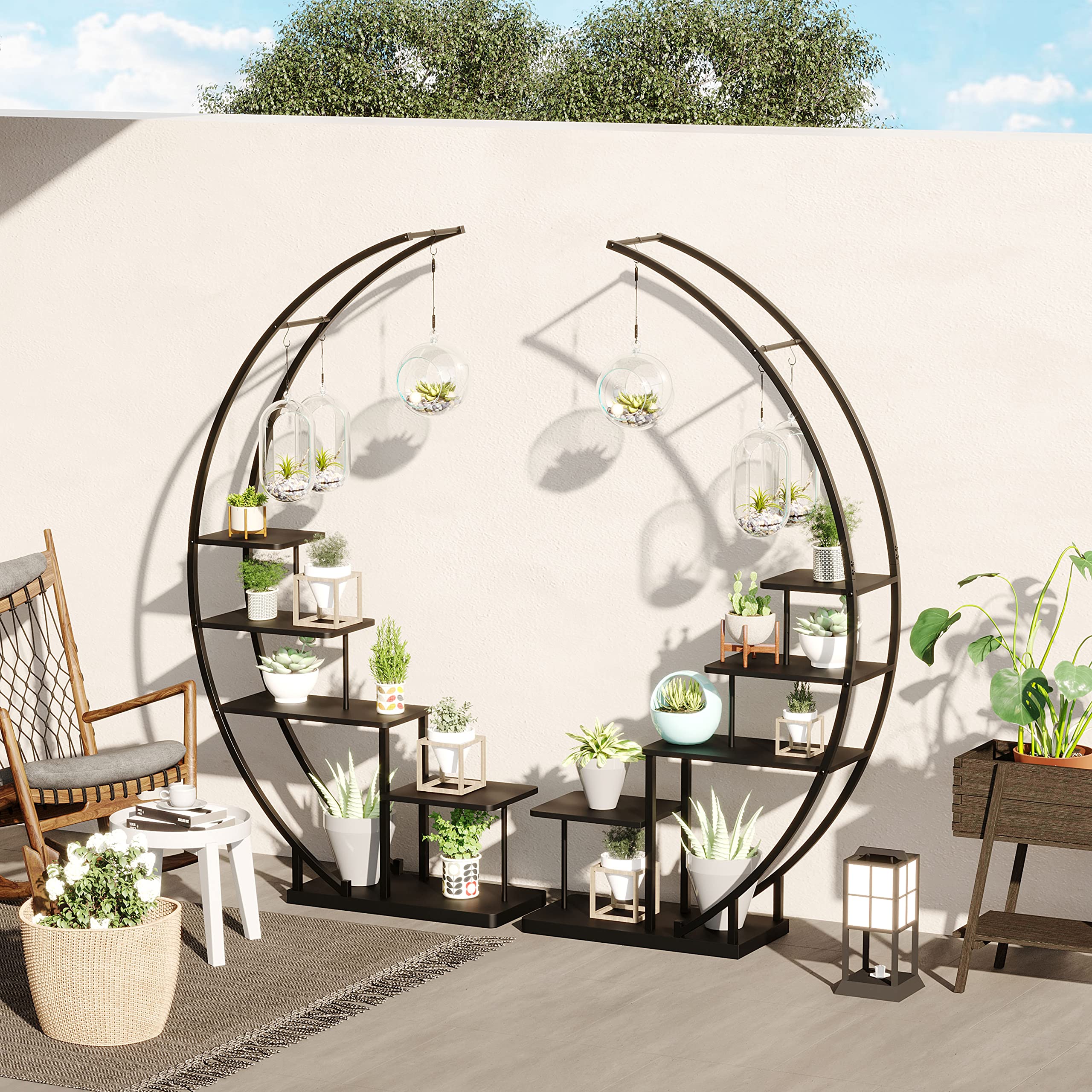 LunaCurve 5-Tier Half Moon Plant Stand - Indoor Metal Shelf