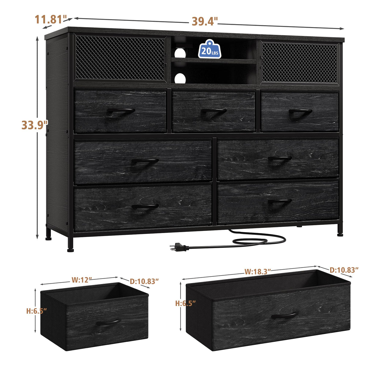 Dresser TV Stand with Power Outlet TV Stand for Bedroom TV Stands