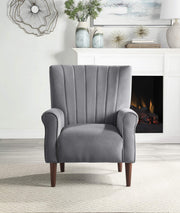 Nellie 34.5" W Velvet Accent Chair, Dark Gray