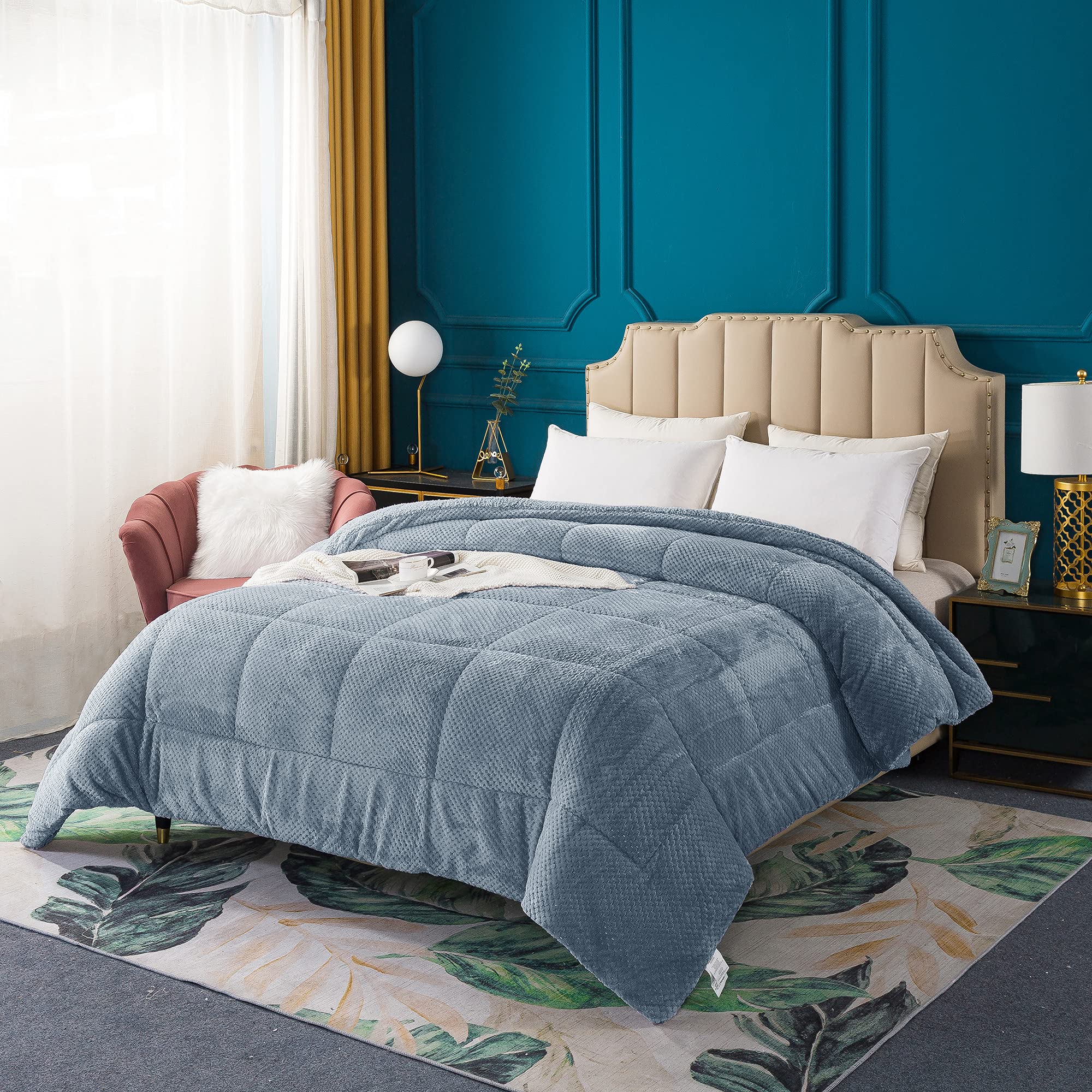 Super Ultra Soft Luxury Plush Sherpa Comforter, Cozy Reversible Faux Fur Machine