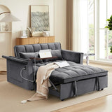 3-in-1 Pull Out Velvet Sofa Bed, Adjustable Backrest Tufted Velvet Love Seat Couch