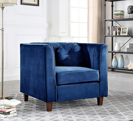 55" Modern Loveseat with Soft-Cushioned Backrest, Piped Details & Tapered Wood Legs