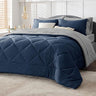 Navy Bedding Set Queen - 7 Pieces Reversible Bed Sets in a Bag