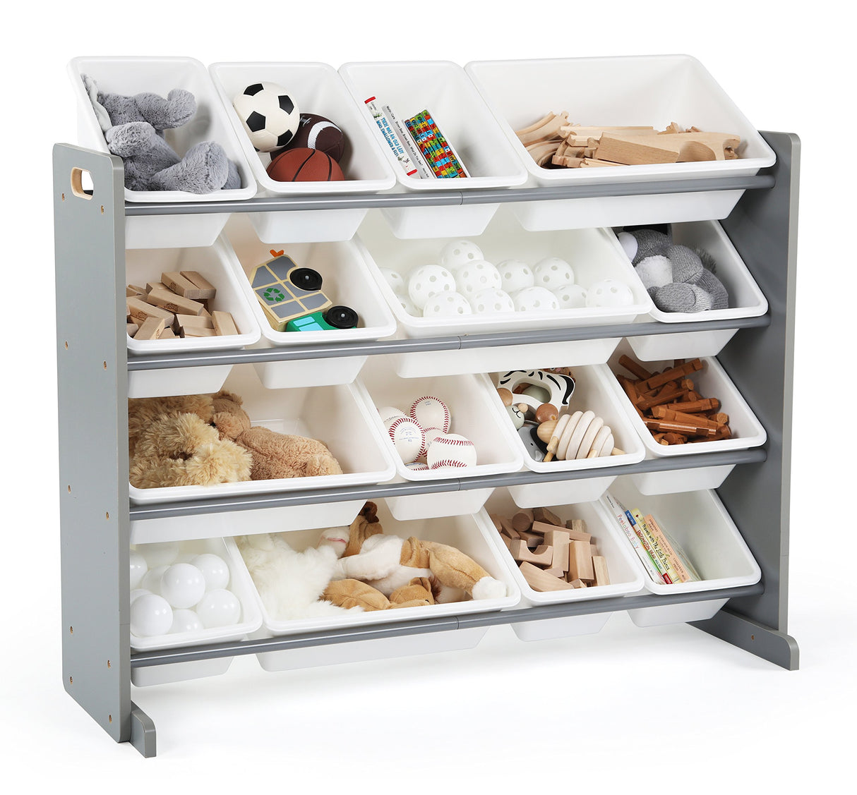 Supersized Wood Toy Storage Organizer with Book Rack Storage Bookshelf (Espresso/White)