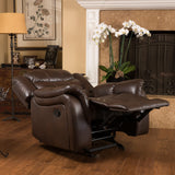 HOME Merit Faux Leather Glider Recliner Club Chair, Dark Brown