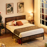 Full Size Platform Bed Frame with Wood Headboard/Mattress Foundation/