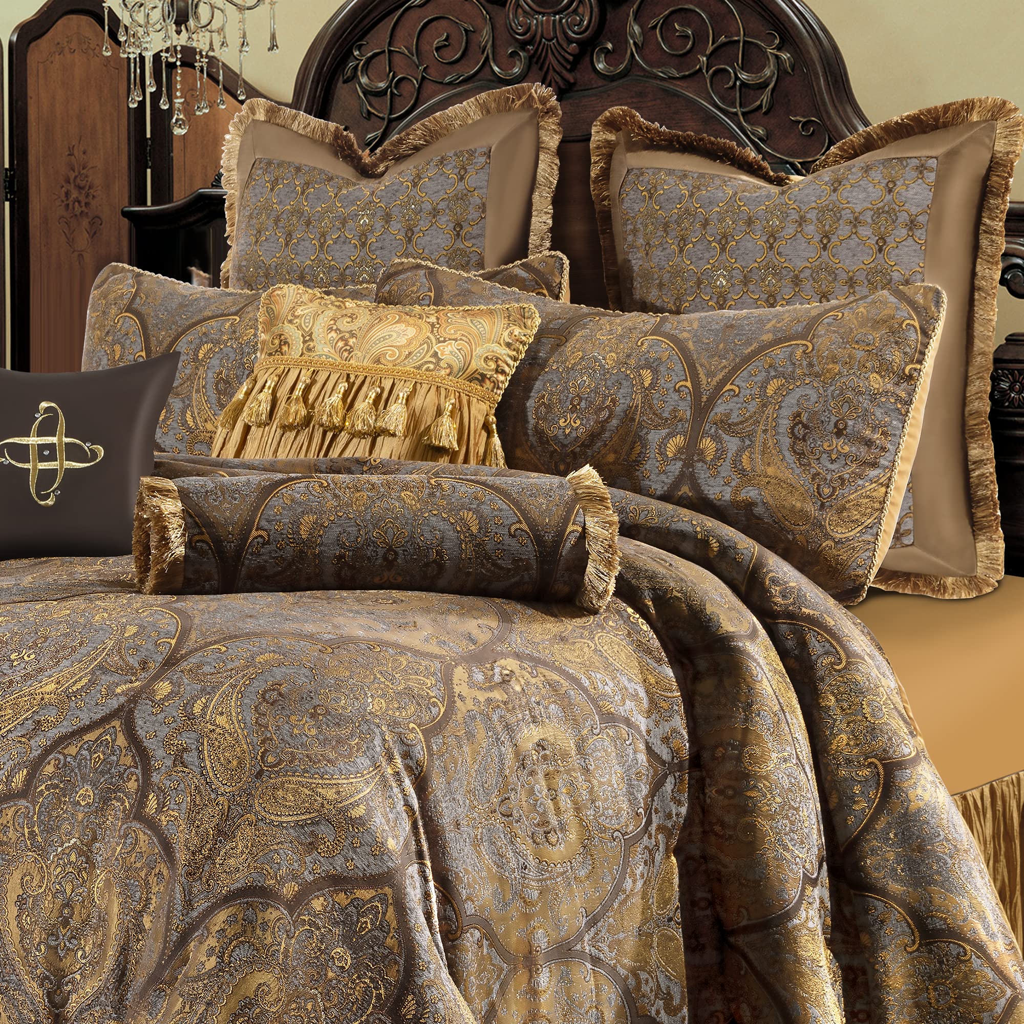 Jacquard Comforter Set-9 Piece, Luxury Classic Antique Comforter Set King