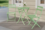3-Piece Patio Bistro Sets, Outdoor Space-Saving Folding Bistro Table and Chairs, Patio Furniture Set with Strong Round Tube Metal Frame, Weather Resistant Conversation Set for Yard Garden, Green