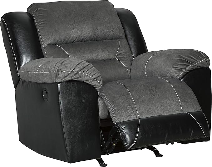 Earhart Faux Leather Manual Rocker Recliner, Brown